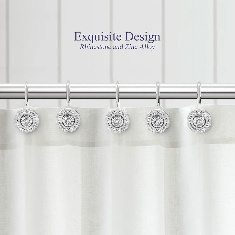 iToplin Silver Shower Curtain Hooks, Rust Proof Shower Curtain Rings for Bathroom, Metal Decorative Shower Curtain Hooks Hangers for Shower Curtain Rod, Shower Hooks for Shower Curtain Set of 12 Chrome - Image 4